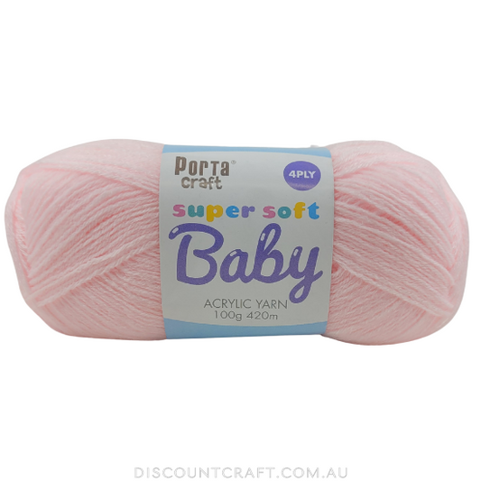 Super Soft Baby Acrylic Yarn 420m 4ply - Baby Pink