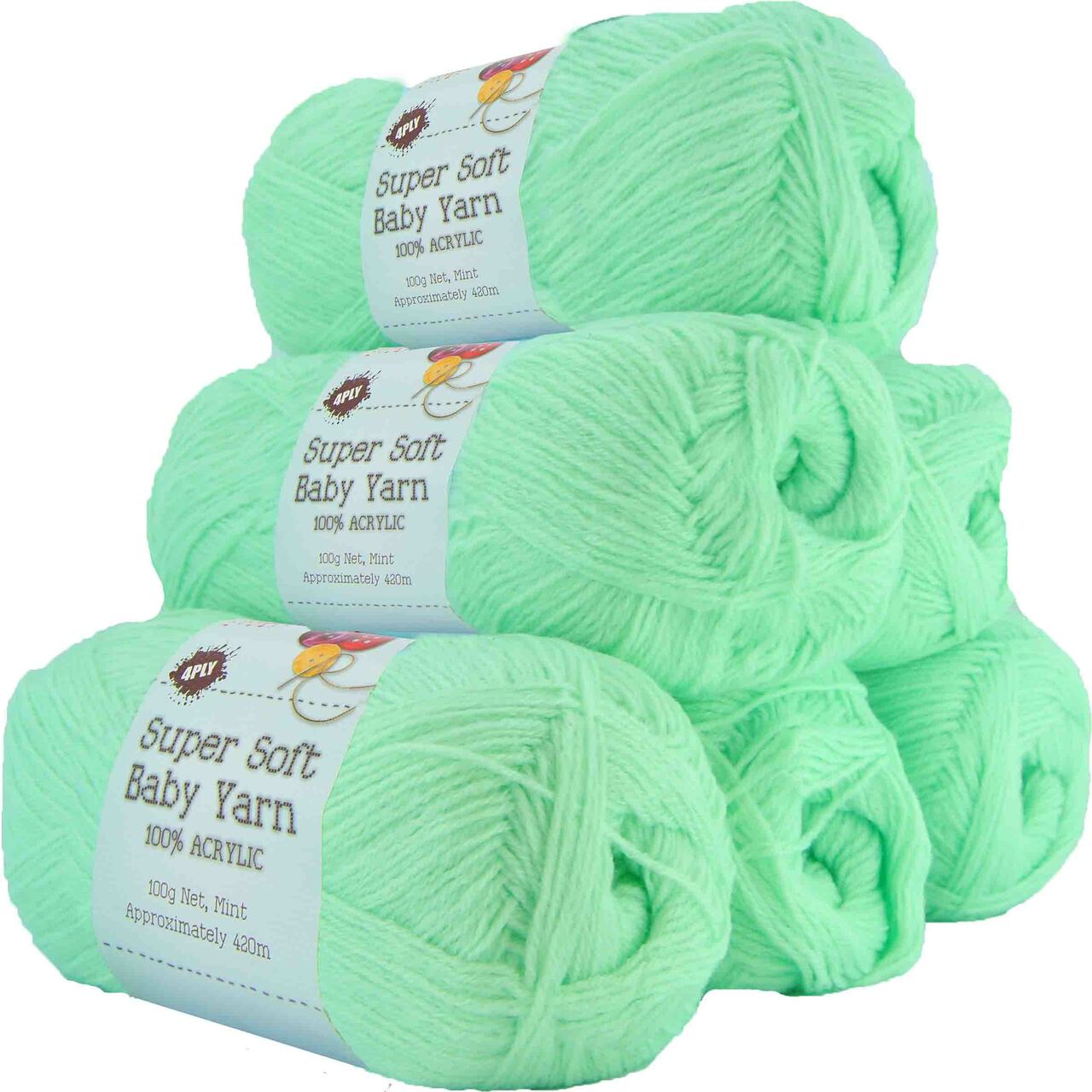 Super Soft Baby Acrylic Yarn 420m 4ply - Mint