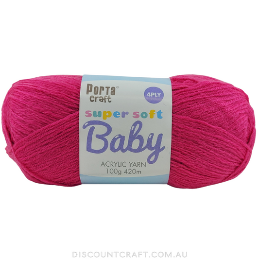 Super Soft Baby Acrylic Yarn 420m 4ply - Fun Pink