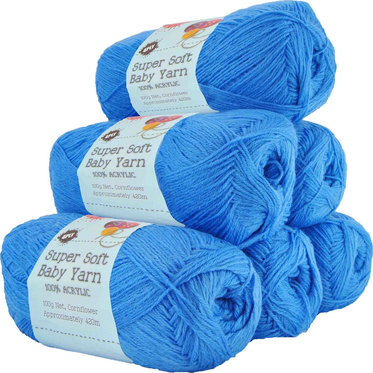 Super Soft Baby Acrylic Yarn 420m 4ply - Cornflower