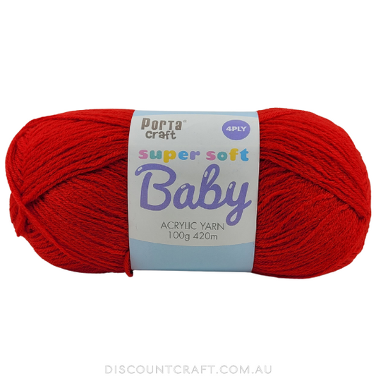 Super Soft Baby Acrylic Yarn 420m 4ply - Fire Engine