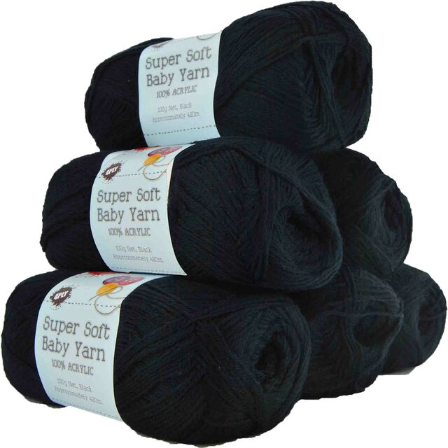 Super Soft Baby Acrylic Yarn 420m 4ply - Black