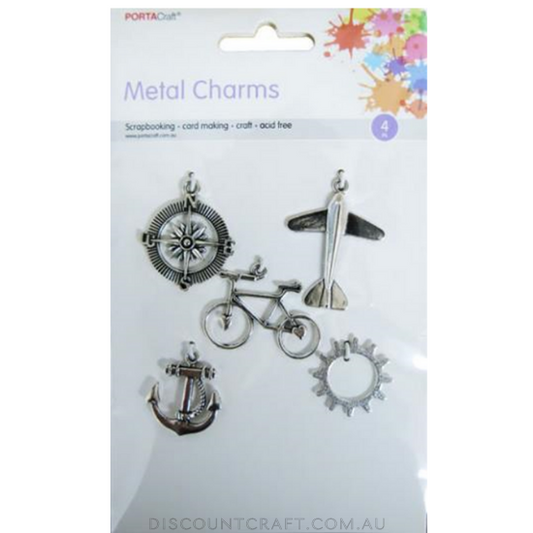 Charms Metal 5pc Silver - Travel