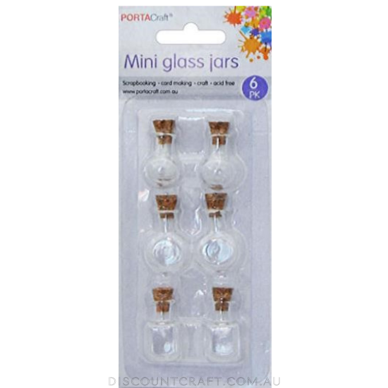 Glass Jars Multi Shapes Mini 6pk with Cork Stoppers