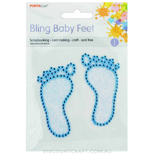 Rhinestone Decal Baby Feet - Blue