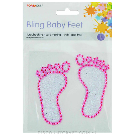 Rhinestone Decal Baby Feet - Pink