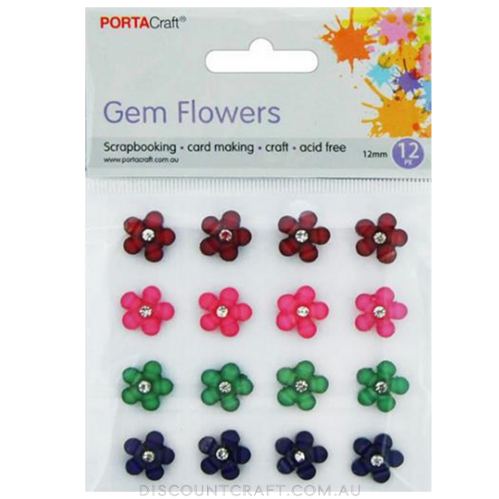 Gem Flowers 12mm 16pk - Bright