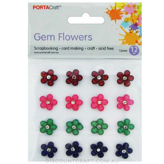 Gem Flowers 12mm 16pk - Bright