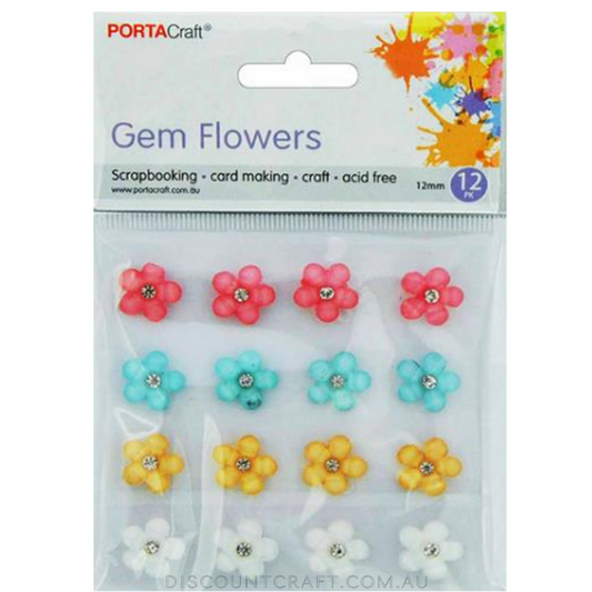 Gem Flowers 12mm 16pk - Pastel