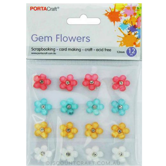 Gem Flowers 12mm 16pk - Pastel