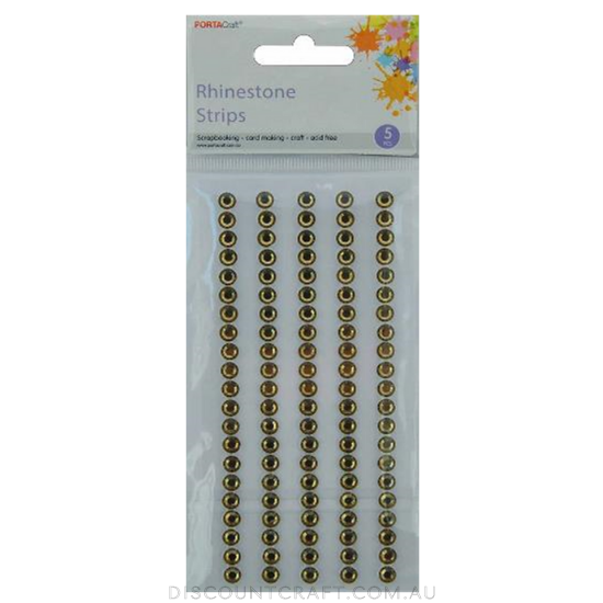 Rhinestone Borders  5mm 11cm 5 Strips - Gold