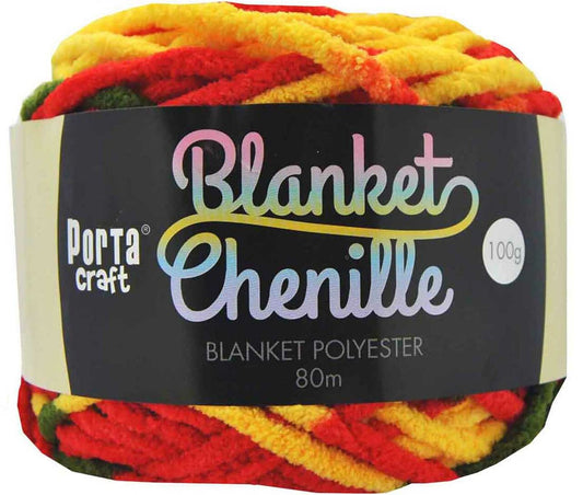 Chenille Blanket Yarn 100g 80m 12ply - Citrus