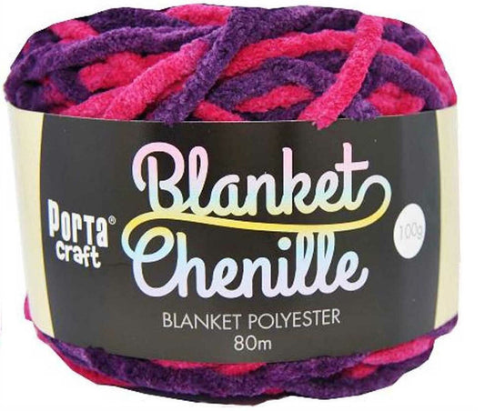 Chenille Blanket Yarn 100g 80m 12ply - Magenta