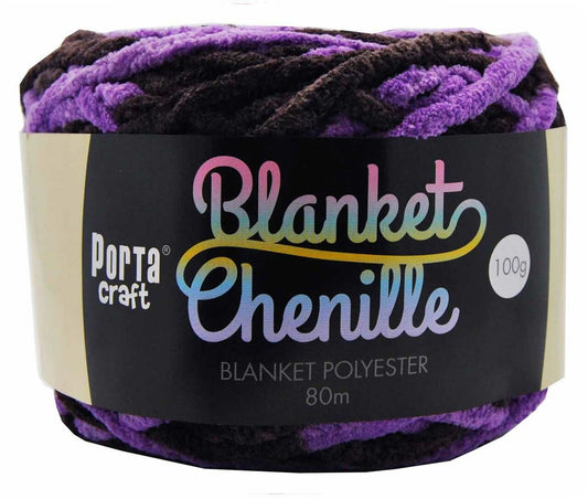Chenille Blanket Yarn 100g 80m 12ply - Purple Sleepy Sky