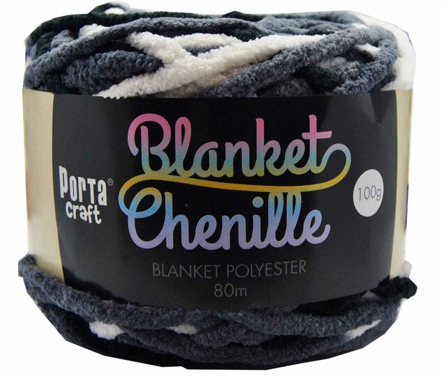 Chenille Blanket Yarn 100g 80m 12ply - Silver Camo
