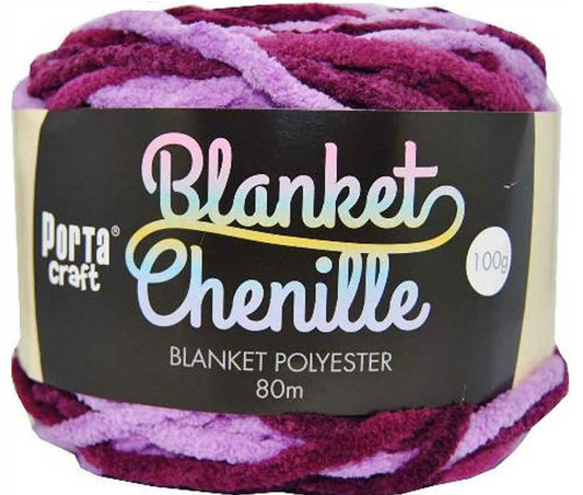 Chenille Blanket Yarn 100g 80m 12ply - Purple Camo