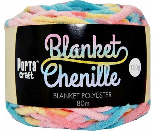 Chenille Blanket Yarn 100g 80m 12ply -  Rainbow Paddle Pop