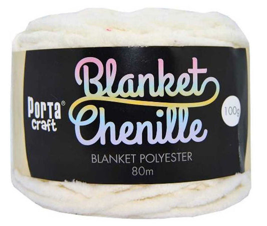 Chenille Blanket Yarn 100g 80m 12ply -  White
