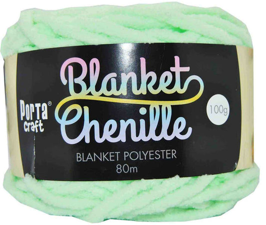 Chenille Blanket Yarn 100g 80m 12ply -  Mint