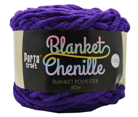 Chenille Blanket Yarn 100g 80m 12ply - Purple