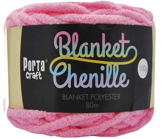 Chenille Blanket Yarn 100g 80m 12ply - Light Pink
