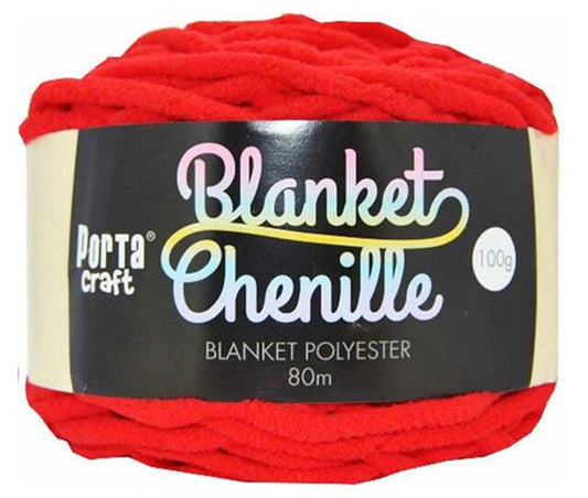 Chenille Blanket Yarn 100g 80m 12ply - Red
