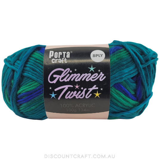 Glimmer Twist Yarn 100g 134m - Blue Lagoon
