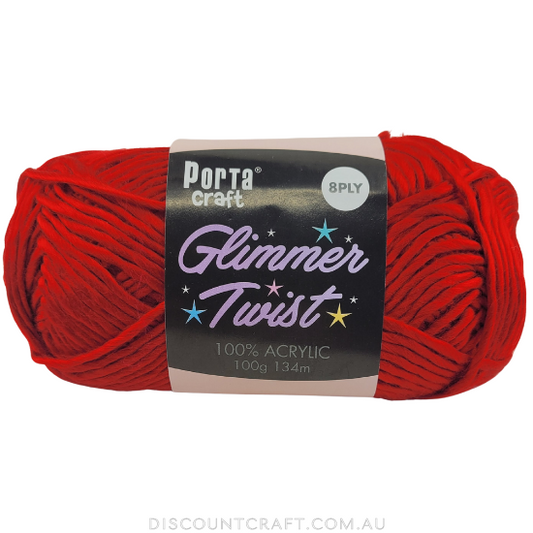 Glimmer Twist Yarn 100g 134m -  Ruby