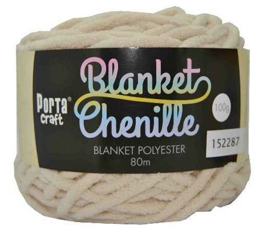 Chenille Blanket Yarn 100g 80m 12ply - Ivory