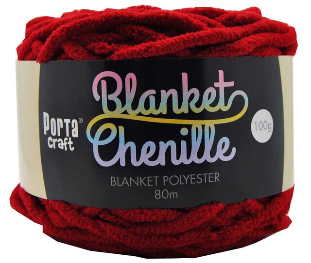 Chenille Blanket Yarn 100g 80m 12ply - Crimson