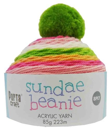 Sundae Beanie Yarn 85g - Strawberry Kiwi Pop