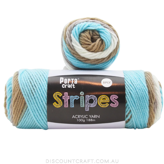 Stripes Acrylic Yarn 100g 188m 8ply - Sandbar