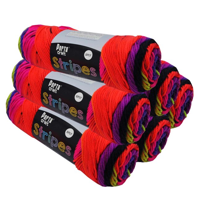 Stripes Acrylic Yarn 100g 188m 8ply - Bright