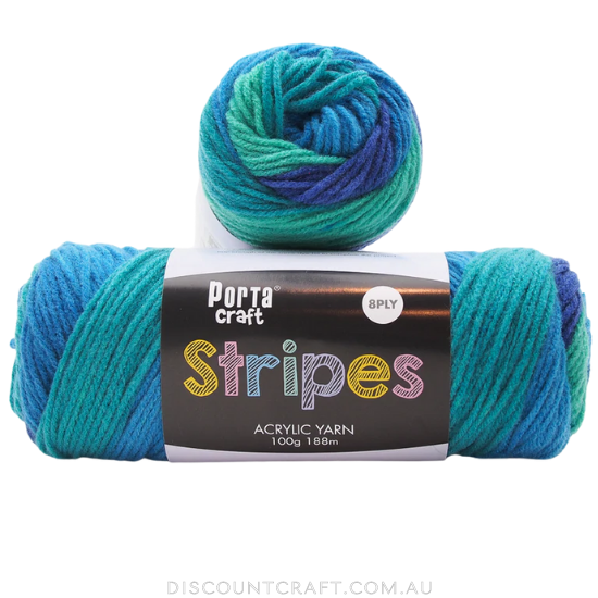 Stripes Acrylic Yarn 100g 188m 8ply - Cool