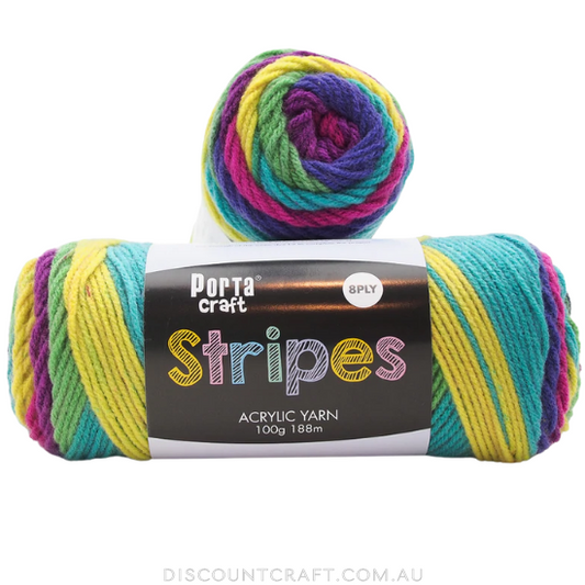 Stripes Acrylic Yarn 100g 188m 8ply - Parrot