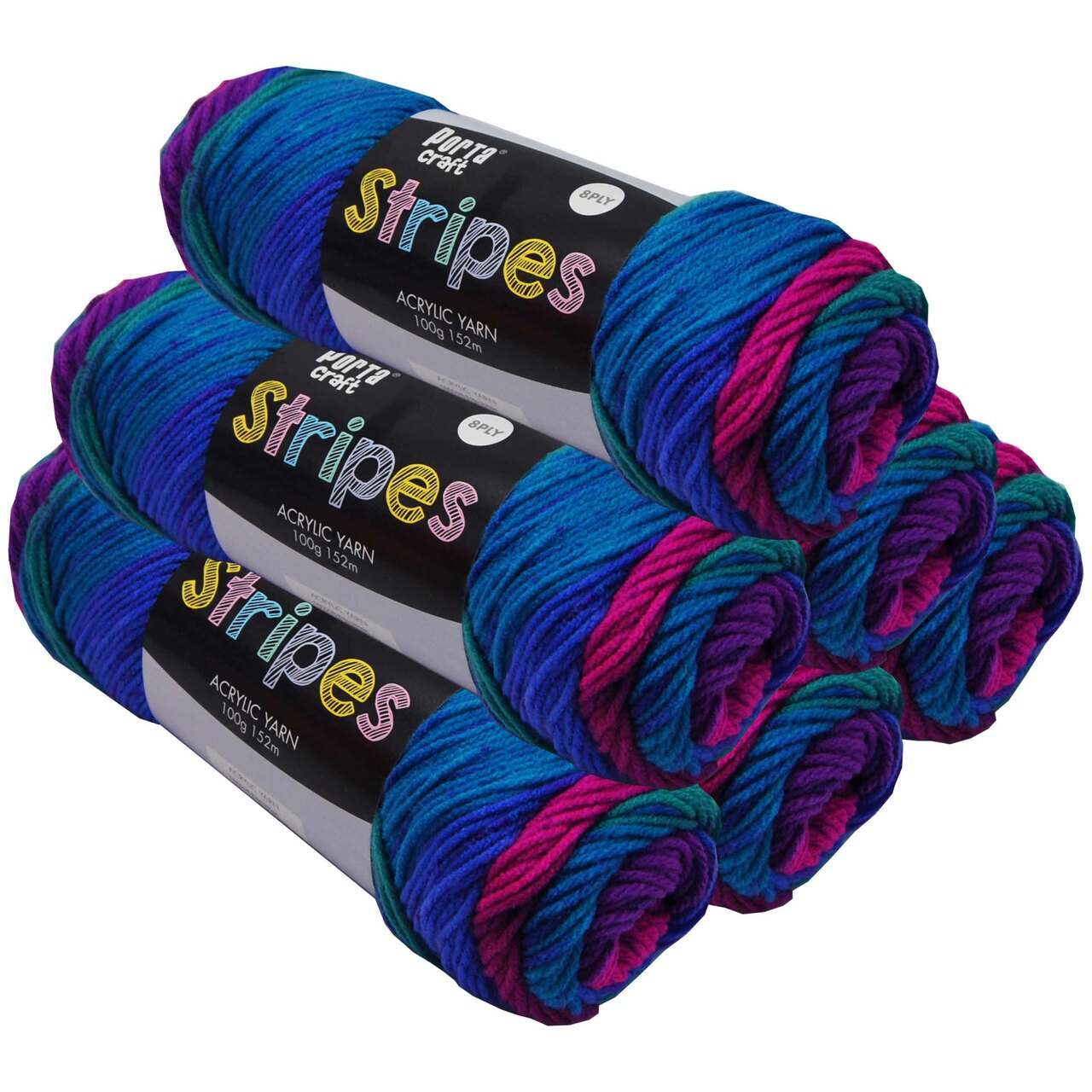 Stripes Acrylic Yarn 100g 188m 8ply - Polo