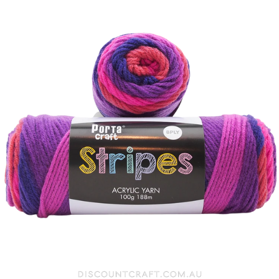 Stripes Acrylic Yarn 100g 188m 8ply - Flamenco