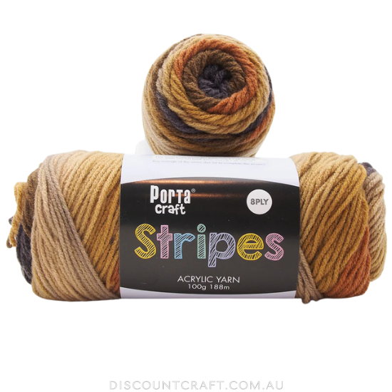 Stripes Acrylic Yarn 100g 188m 8ply - Latte