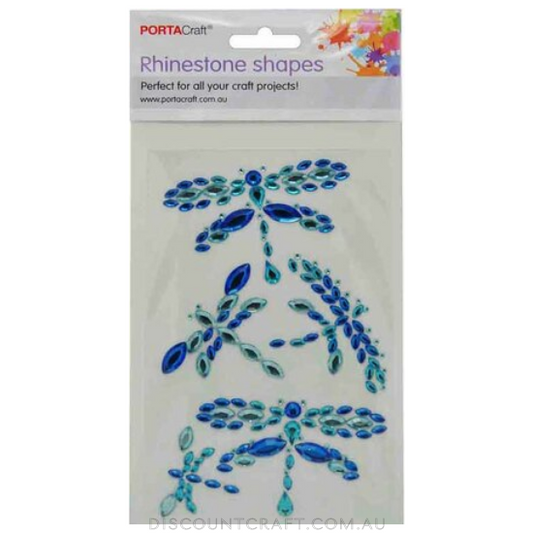 Rhinestone Decal Dragonflies 5pk - Blue