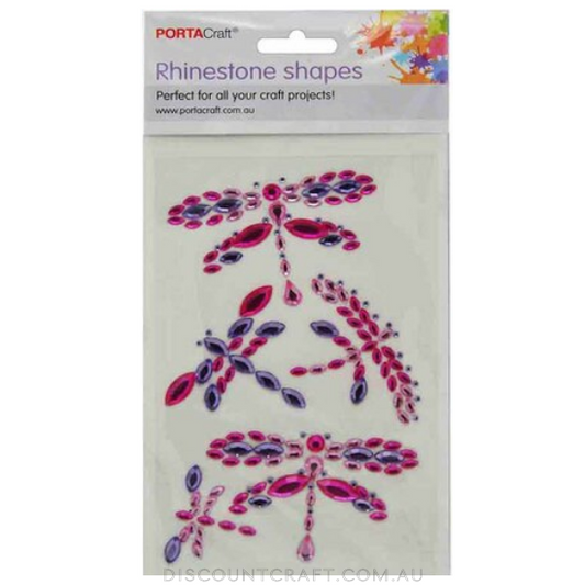 Rhinestone Decal Dragonflies 5pk - Pink