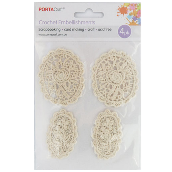 Crochet Doilies 4pc - Cream