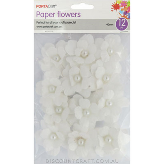 Flowers Paper  40mm 12pk Cherry Blossoms - White