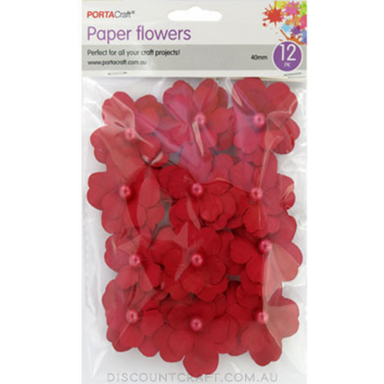 Flowers Paper  40mm 12pk Cherry Blossoms - Red