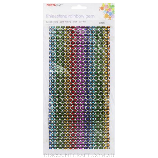 Rhinestone Sheet  3mm - Rainbow on Black