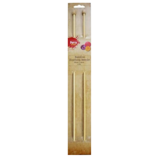 Knitting Needles 35cm x 4.00mm 2pk Bamboo