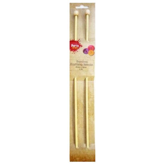 Knitting Needles 35cm x 5.00mm 2pk Bamboo