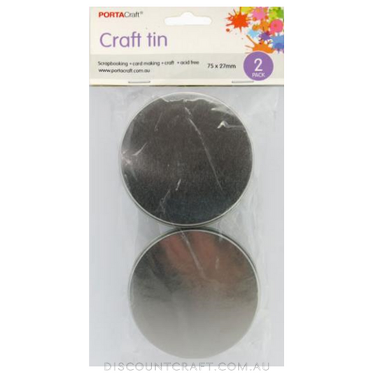 Craft Tin 75x27mm 2pk Round