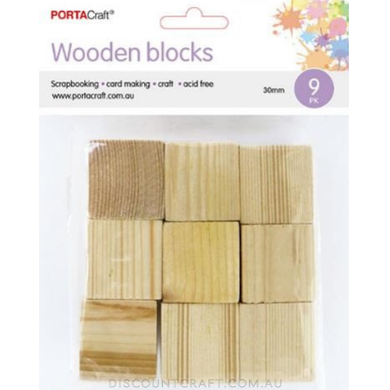 Wooden Cubes 30x30mm 9pk - Natural
