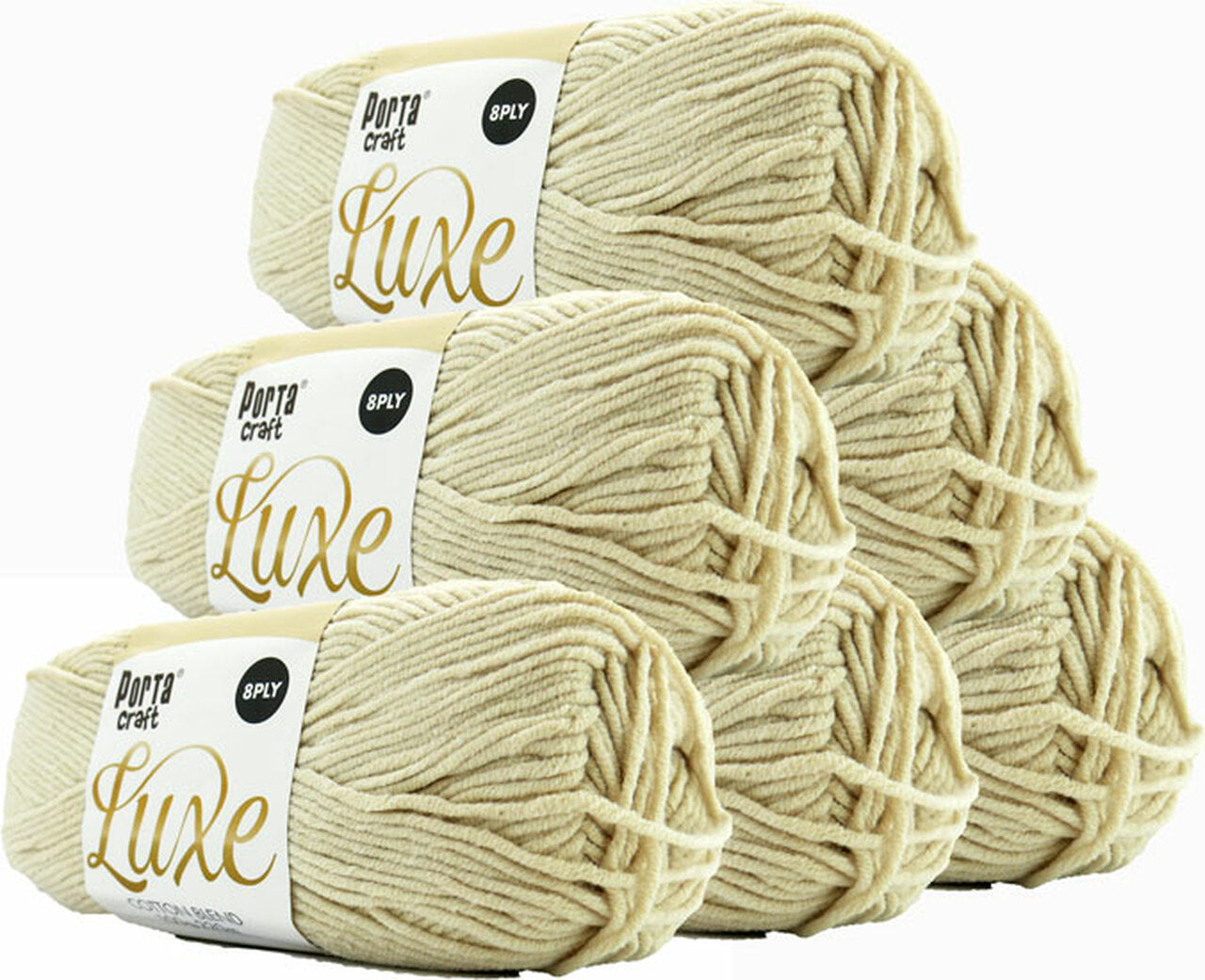 Luxe Cotton Blend Yarn 100g 220m 8ply - Ivory