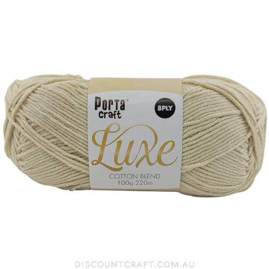 Luxe Cotton Blend Yarn 100g 220m 8ply - Ivory